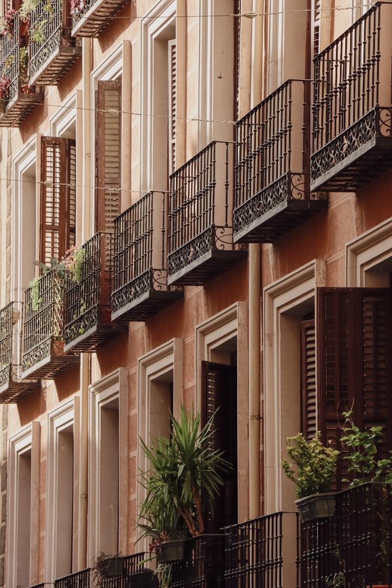 Madrid residential façades with balconies